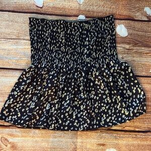 SHEIN Black and Gold Floral Women's Top